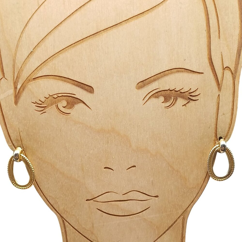 Vintage Gold-Tone Teardrop Door Knocker Stud Earrings